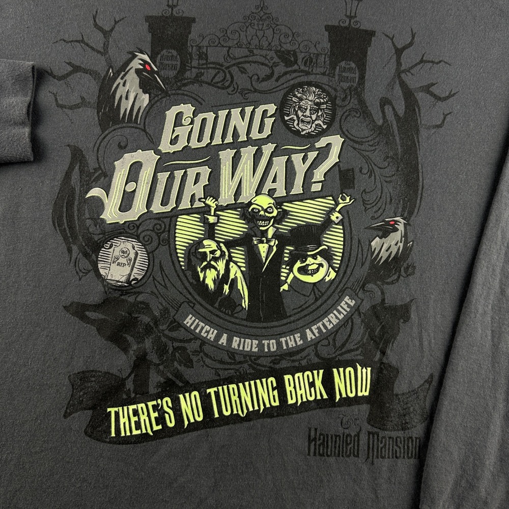 Disney Parks Haunted Mansion Long Sleeve Shirt Mens L Glow In Dark Ghosts Gray - Picture 2 of 8